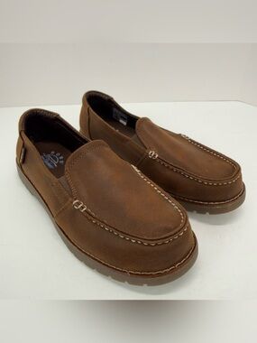 BOBS from Skechers size 8 Women’s Brown Faux Leather Chill Lugs Loafers Shoes